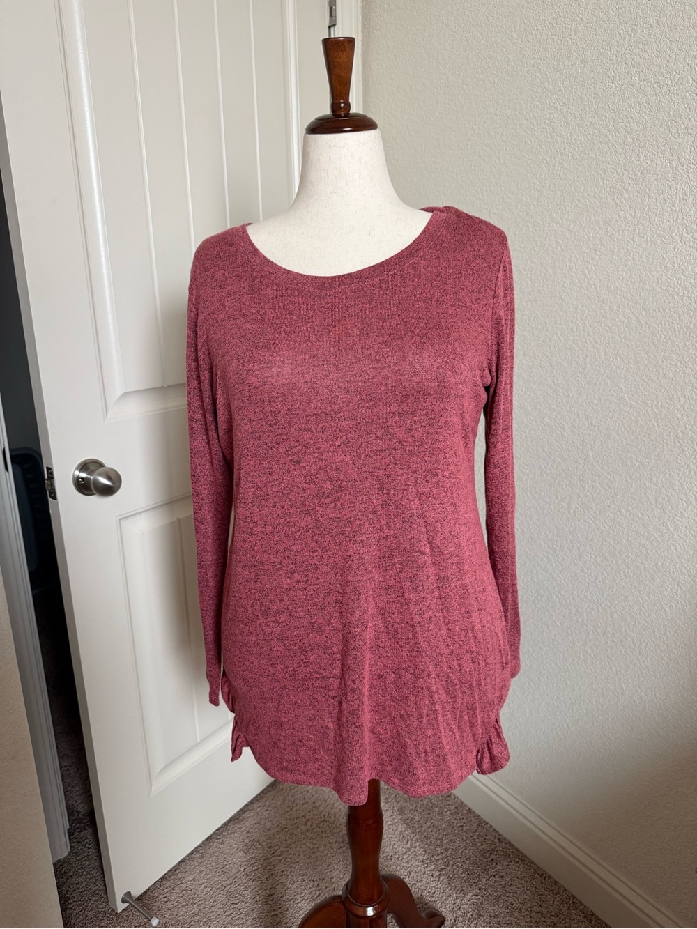 Maurices Long Sleeve Scoop Neck Tunic - Rose Heather - L